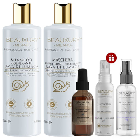 Kit Ricostruzione Capelli Danneggiati Lisci e Mossi | con Filler e Olio Setificante | Pro Vitamin Complex