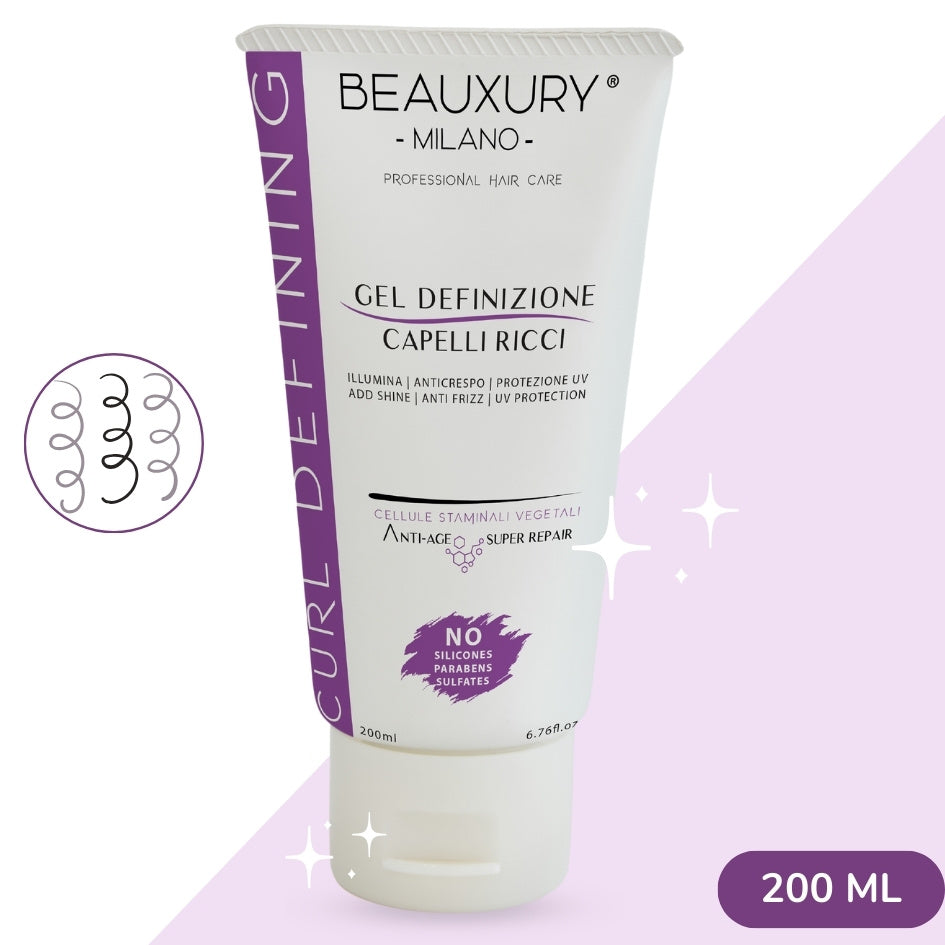 Gel Definizione Ricci 200 ML - Protezione UV, Illumina, Anticrespo - Cellule Staminali Vegetali, Cheratina