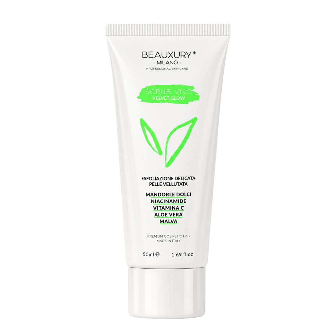 Scrub Viso Esfoliante in Crema Velvet Grow 50 ml – Aloe Vera, Polveri Naturali, Niacinamide e Vitamine | Beauxury Milano