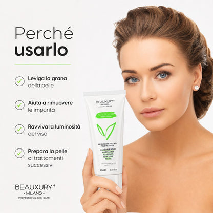 Scrub Viso Esfoliante in Crema Velvet Grow 50 ml – Aloe Vera, Polveri Naturali, Niacinamide e Vitamine | Beauxury Milano