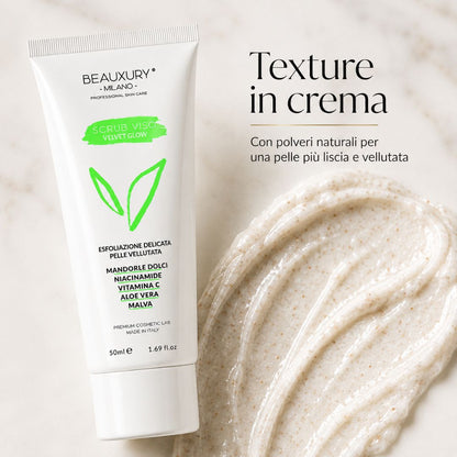 Scrub Viso Esfoliante in Crema Velvet Grow 50 ml – Aloe Vera, Polveri Naturali, Niacinamide e Vitamine | Beauxury Milano