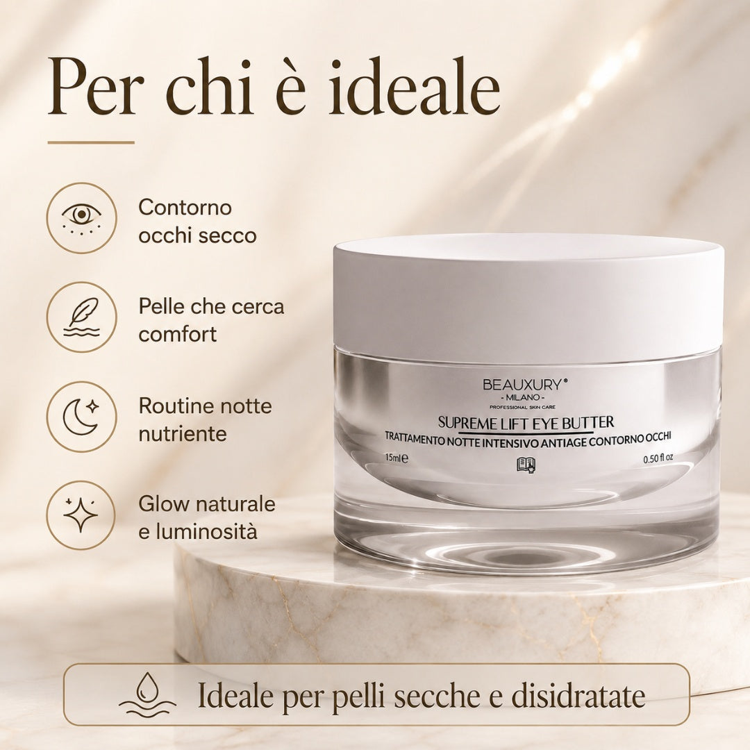 Burro Contorno Occhi Notte - Nutriente Glow Effect 15 ml con Burro di Ghee, Squalano e Karité