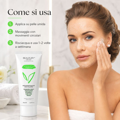 Scrub Viso Esfoliante in Crema Velvet Grow 50 ml – Aloe Vera, Polveri Naturali, Niacinamide e Vitamine | Beauxury Milano