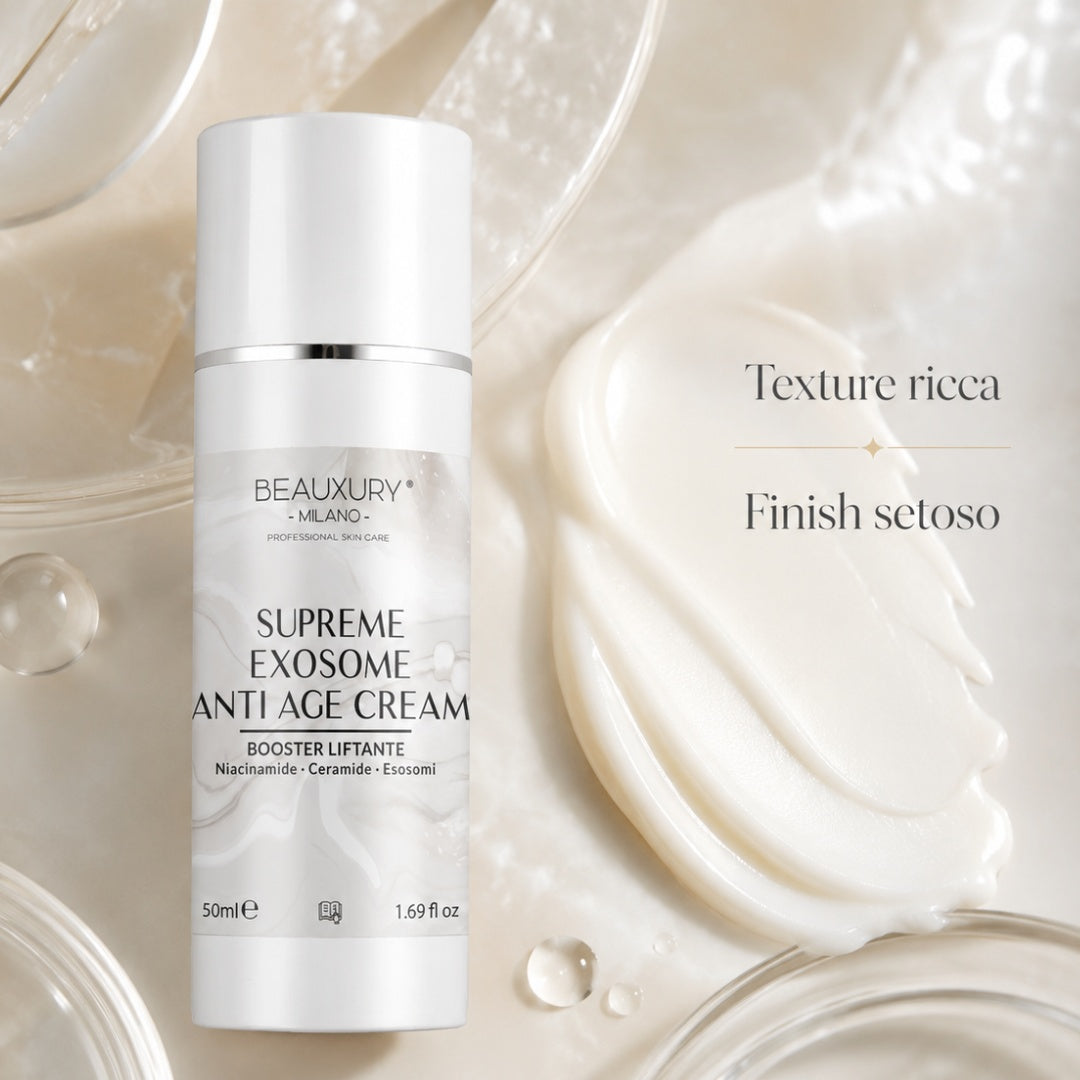 Crema Viso Antiage Booster Esosomi 50 ml – Niacinamide, Ceramidi, Acido Ialuronico e Centella per Pelle più Liscia, Compatta e Luminosa