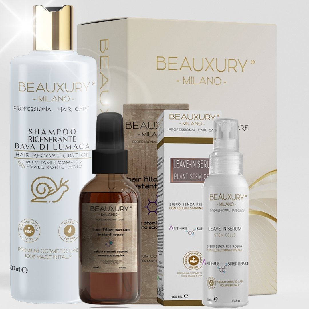Trattamento Ricostruzione Professionale alla Bava di Lumaca per Capelli Danneggiati e Trattati in Premium Box