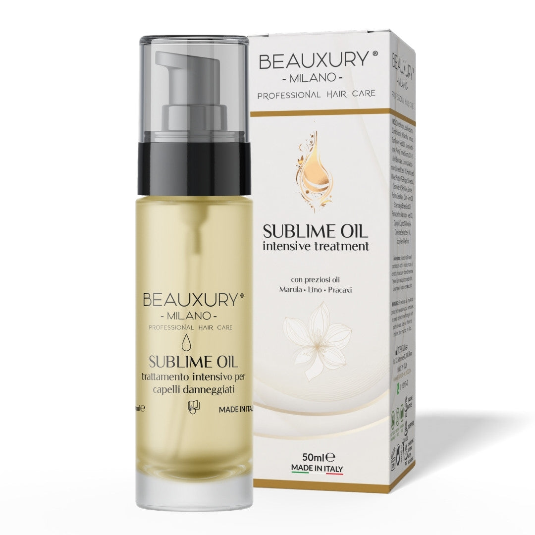 Sublime Oil Beauxury Milano 50ml – Olio Capelli Danneggiati, Nutriente, Illuminante e Anti-Crespo | con Ceramide NP, Proteine del Grano e Oli Pregiati