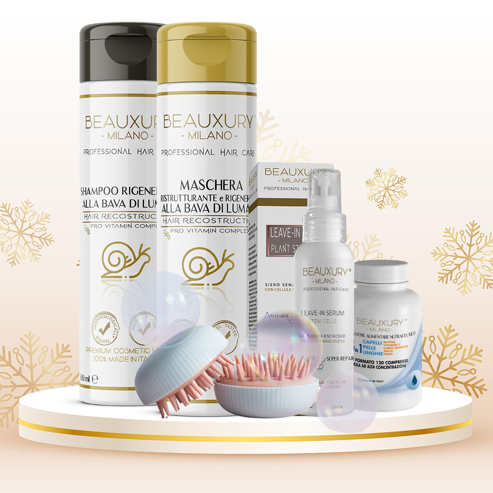 Trattamento Ricostruzione Capelli a Basso Peso Molecolare con Biotina e Doppio Regalo 🎁Siero Leave-in e Shampoo Brush