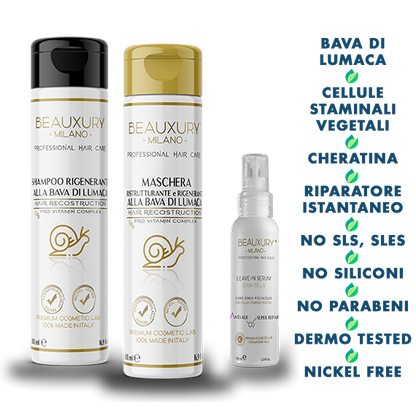 Trattamento Ricostruzione Pro Hair Care | Bava di Lumaca | Cheratina | Pro Vitamin Complex | Staminali Vegetali